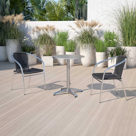 Commercial Aluminum and Black Rattan Stack Chair, PK4 MPN:4-TLH-020-BK-GG