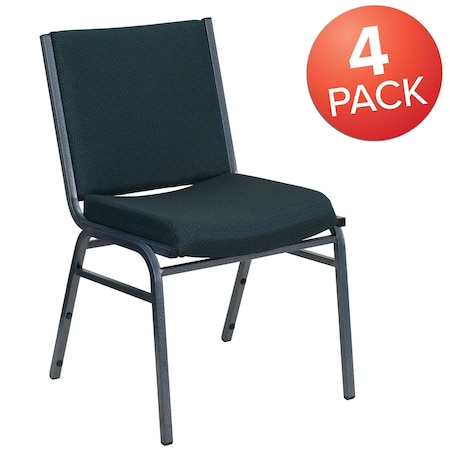 HERCULES Series Heavy Duty Green Patterned Fabric Stack Chair, PK4 MPN:4-XU-60153-GN-GG