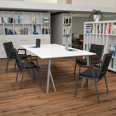 HERCULES Series Heavy Duty Black Vinyl Stack Chair with Arms, PK4 MPN:4-XU-60154-BK-VYL-GG