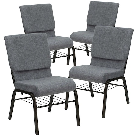 Gray Fabric Church Chair, PK4 MPN:4-XU-CH-60096-BEIJING-GY-BAS-GG