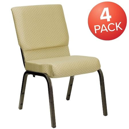 Beige Fabric Church Chair, PK4 MPN:4-XU-CH-60096-BGE-GG
