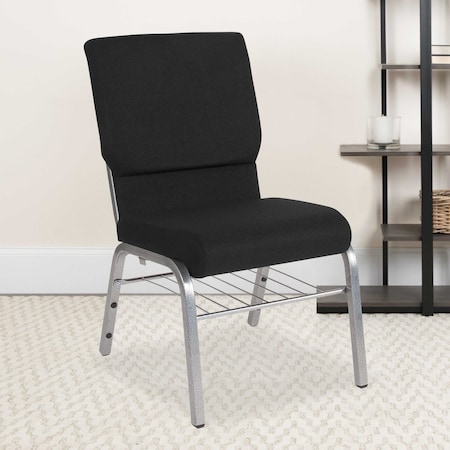 Black Fabric Church Chair, PK4 MPN:4-XU-CH-60096-BK-SV-BAS-GG