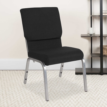 Black Fabric Church Chair, PK4 MPN:4-XU-CH-60096-BK-SV-GG
