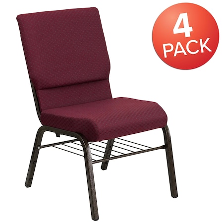 Burgundy Fabric Church Chair, PK4 MPN:4-XU-CH-60096-BYXY56-BAS-GG