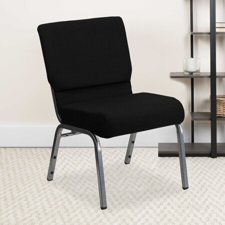 Black Fabric Church Chair, PK4 MPN:4-XU-CH0221-BK-SV-GG