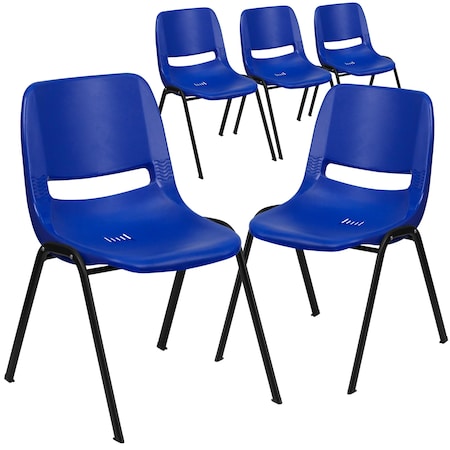 Navy Stack Chair-Black Frame, PK5 MPN:5-RUT-12-NVY-BLACK-GG