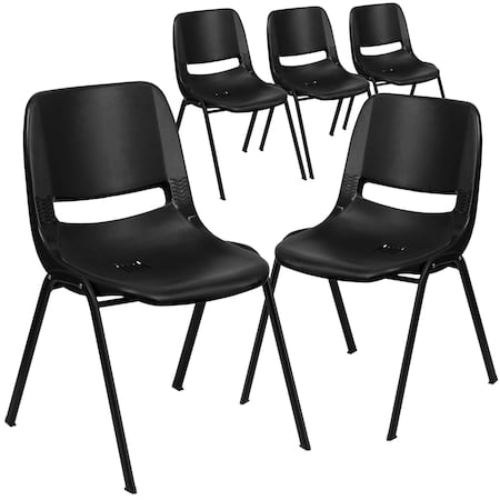 Black Stack Chair-Black Frame, PK5 MPN:5-RUT-12-PDR-BLACK-GG