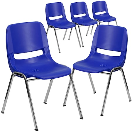 Navy Stack Chair-Chrome Frame, PK5 MPN:5-RUT-16-NVY-CHR-GG