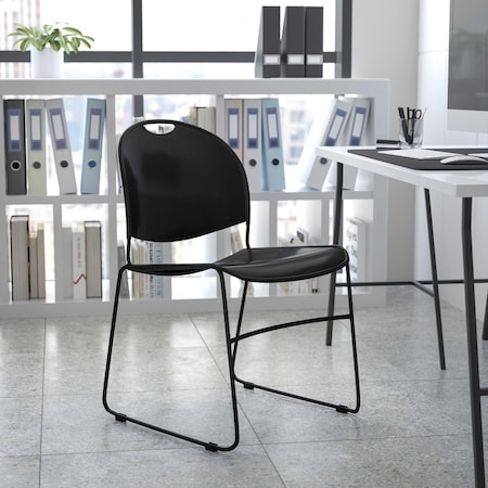 Black Stack Chair-Black Frame, PK5 MPN:5-RUT-188-BK-GG