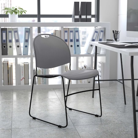 Gray Stack Chair-Black Frame, PK5 MPN:5-RUT-188-GY-GG