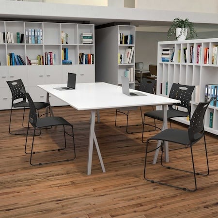 Black Plastic Stack Chair, PK5 MPN:5-RUT-2-BK-GG