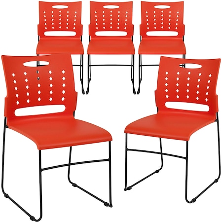 Orange Plastic Stack Chair, PK5 MPN:5-RUT-2-OR-GG