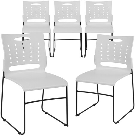 White Plastic Stack Chair, PK5 MPN:5-RUT-2-WH-GG