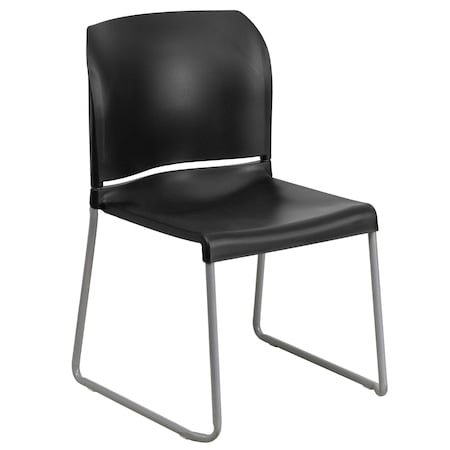 Black Plastic Sled Stack Chair, PK5 MPN:5-RUT-238A-BK-GG