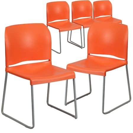 Org Plastic Sled Stack Chair, PK5 MPN:5-RUT-238A-OR-GG