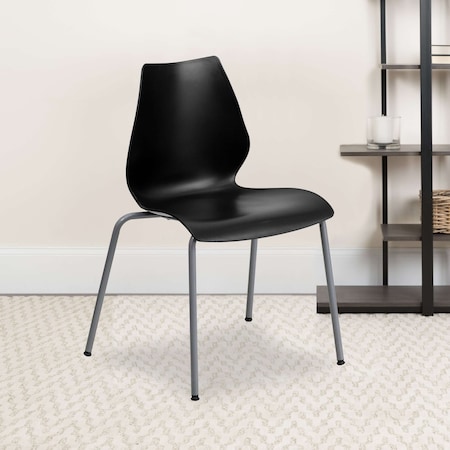 Black Plastic Stack Chair, PK5 MPN:5-RUT-288-BK-GG