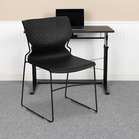 Black Plastic Stack Chair, PK5 MPN:5-RUT-438-BK-GG