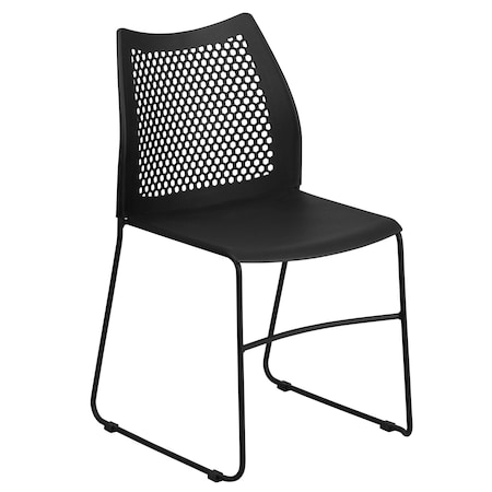 Black Plastic Sled Stack Chair, PK5 MPN:5-RUT-498A-BLACK-GG