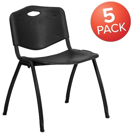 HERCULES Series 880 lb. Capacity Black Plastic Stack Chair, PK5 MPN:5-RUT-D01-BK-GG