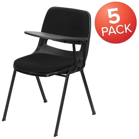 Black Plastic Tablet Arm Chair, PK5 MPN:5-RUT-EO1-01-PAD-LTAB-GG