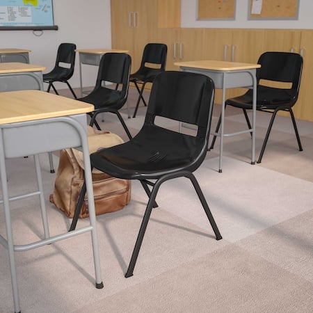 Black Plastic Stack Chair, PK5 MPN:5-RUT-EO1-BK-GG