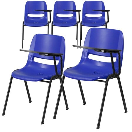 Blue Ergonomic Shell Chair with Left Handed Flip-Up Tablet Arm, PK5 MPN:5-RUT-EO1-BL-LTAB-GG