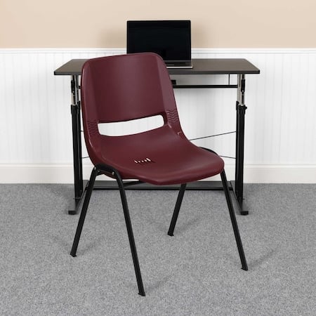 Burgundy Plastic Stack Chair, PK5 MPN:5-RUT-EO1-BY-GG