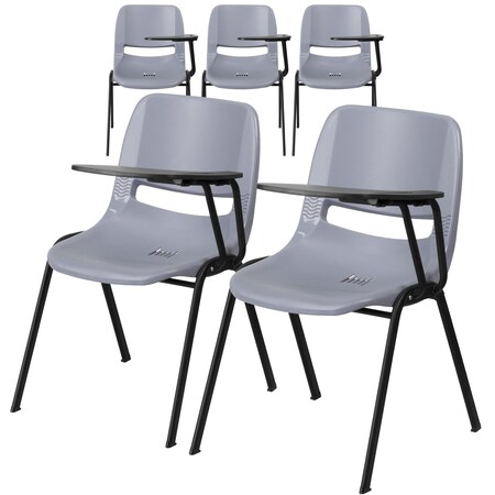 Gray Ergonomic Shell Chair with Left Handed Flip-Up Tablet Arm, PK5 MPN:5-RUT-EO1-GY-LTAB-GG