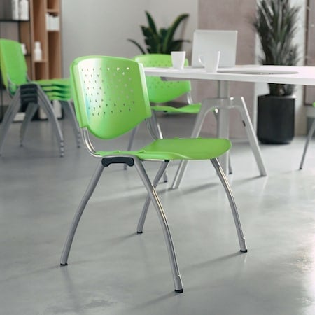 HERCULES Series 880 lb. Capacity Green Plastic Stack Chair with Titanium Gray Powder Coated Frame, PK5 MPN:5-RUT-F01A-GN-GG