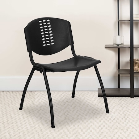 Black Plastic Stack Chair, PK5 MPN:5-RUT-NF01A-BK-GG