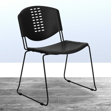 Black Plastic Stack Chair, PK5 MPN:5-RUT-NF02-BK-GG