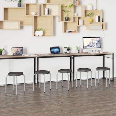 Stackable Stool with Black Seat and Silver Powder Coated Frame, PK5 MPN:5-YK01B-GG