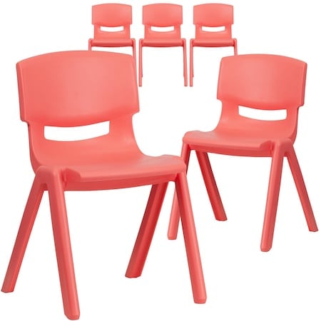 Red Plastic Stackable School Chair with 13.25