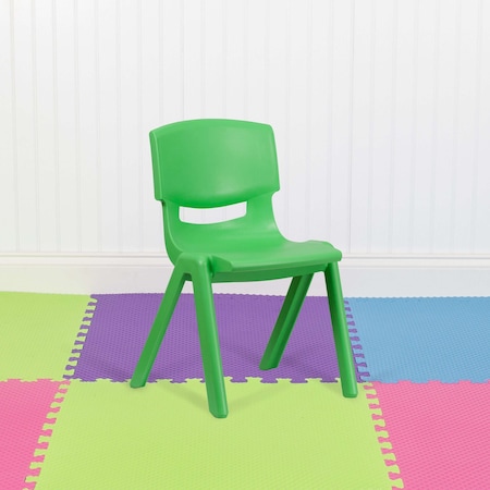 Green Plastic Stackable School Chair with 15.5