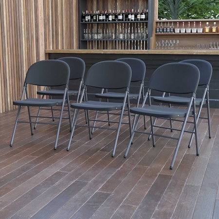Black Plastic Folding Chair, PK6 MPN:6-DAD-YCD-50-GG