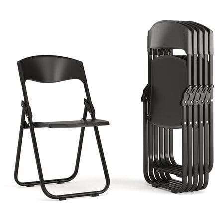 Black Plastic Folding Chair, PK6 MPN:6-RUT-I-BLACK-GG