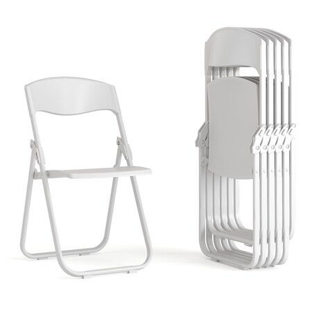 White Plastic Folding Chair, PK6 MPN:6-RUT-I-WHITE-GG