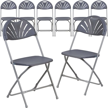 Charcoal Plastic Folding Chair, PK8 MPN:8-LE-L-4-CH-GG