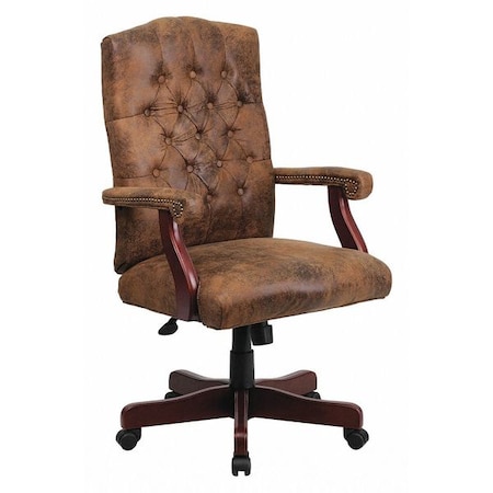 Executive Chair Brown High Back Exec Chair, Fixed Arms, 19-1/2