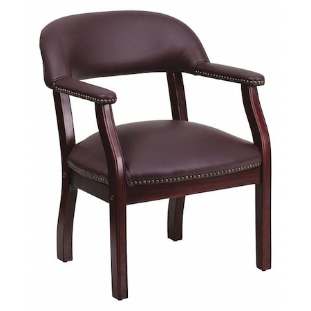 Traditional Luxurious Conference Chair, Burgundy Seat, Wood Back, 24