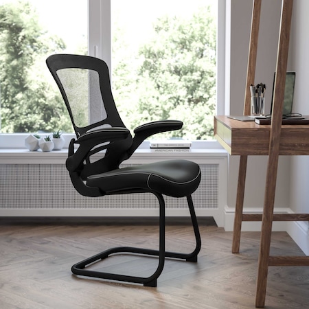 Black Mesh/Leather Side Chair MPN:BL-X-5C-BK-LEA-GG