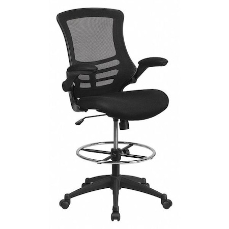 Mesh Drafting Chair, Padded Flip-up, Back, Seat, Frame: Black MPN:BL-X-5M-D-GG