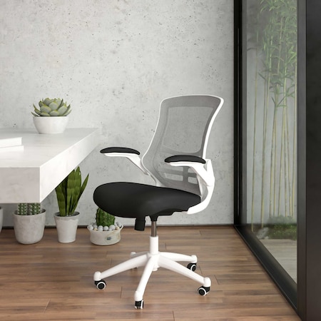 Desk Chair, Mesh, Black Mesh/White Frame MPN:BL-X-5M-WH-BK-GG