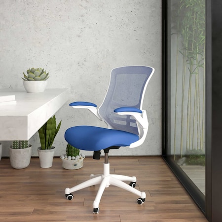 Desk Chair Blue Mesh Mid-Back Desk Chair, Mesh, Blue Mesh/White Frame MPN:BL-X-5M-WH-BLUE-GG