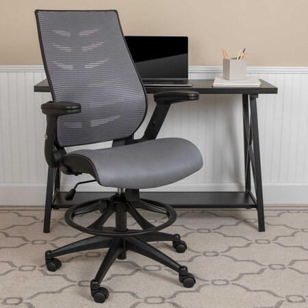 Mesh Drafting Chair, Dark Gray MPN:BL-ZP-809D-DKGY-GG