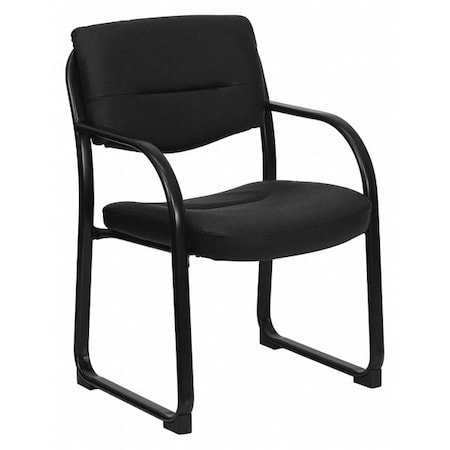 Contemporary Executive Side Reception Chair, Black Seat, Black Back, 23