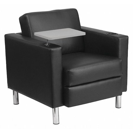 Contemporary Guest Chair, Black Back, 32 in; Table Top: 13-3/4 in W 33