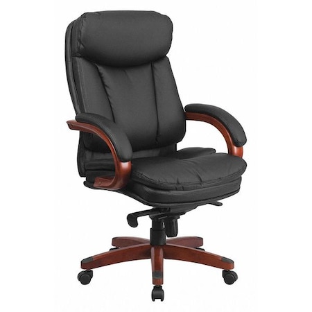 Contemporary Chair Black High Back Exec Chair, Fixed Arms, 20-3/4
