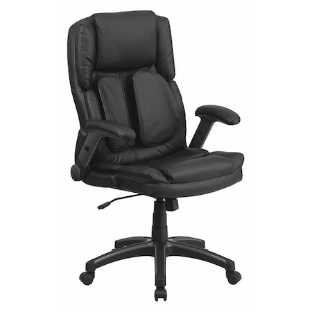 Contemporary Chair Black High Back Exec Chair, Adjustable Arms, 19-3/4