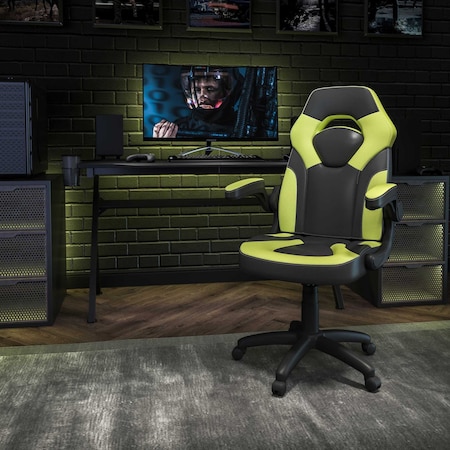 Gaming Chair, Padded Flip-up, Neon Green MPN:CH-00095-GN-GG
